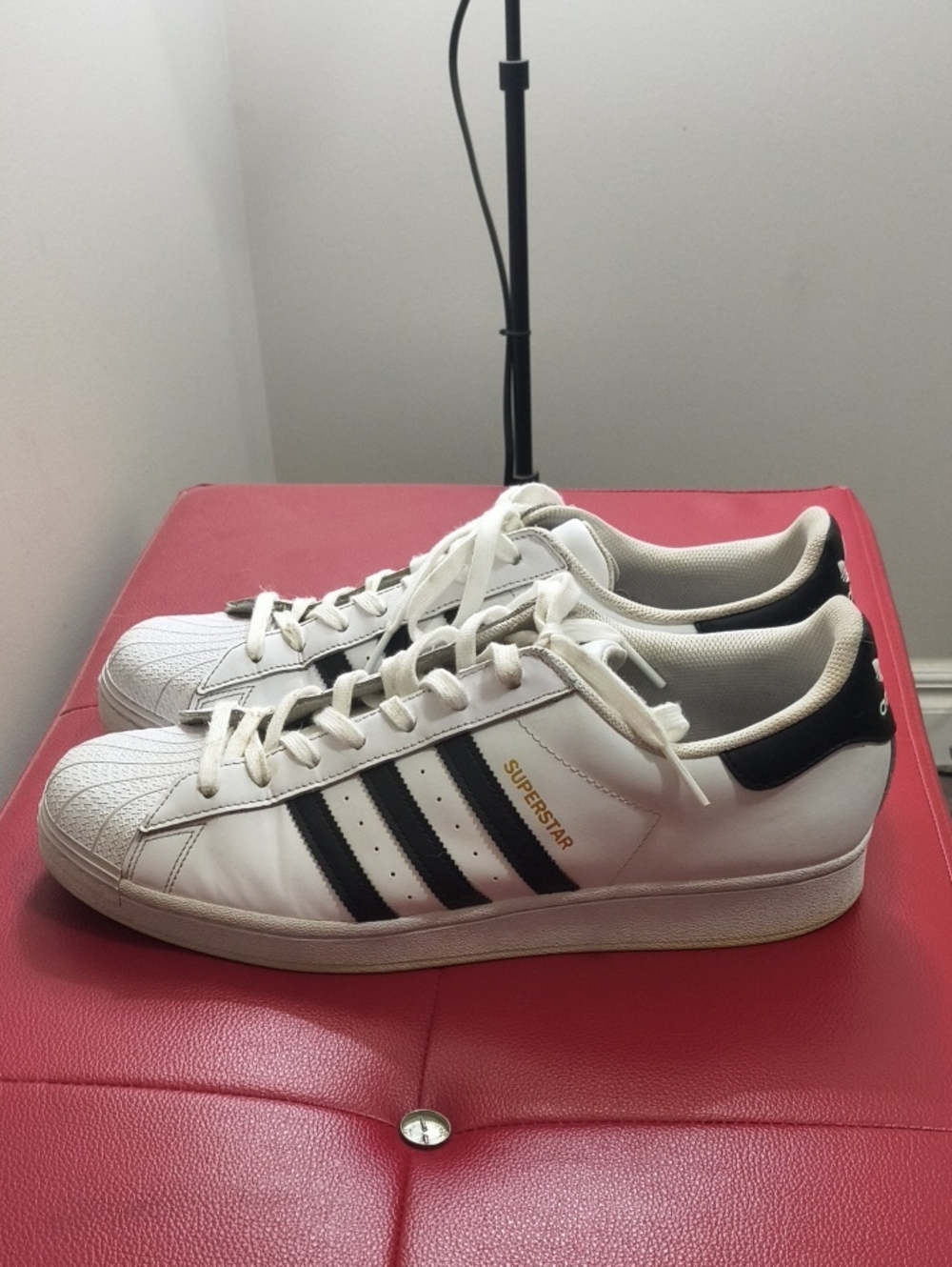 Adidas White and Black Superstar Low-Top Sneakers